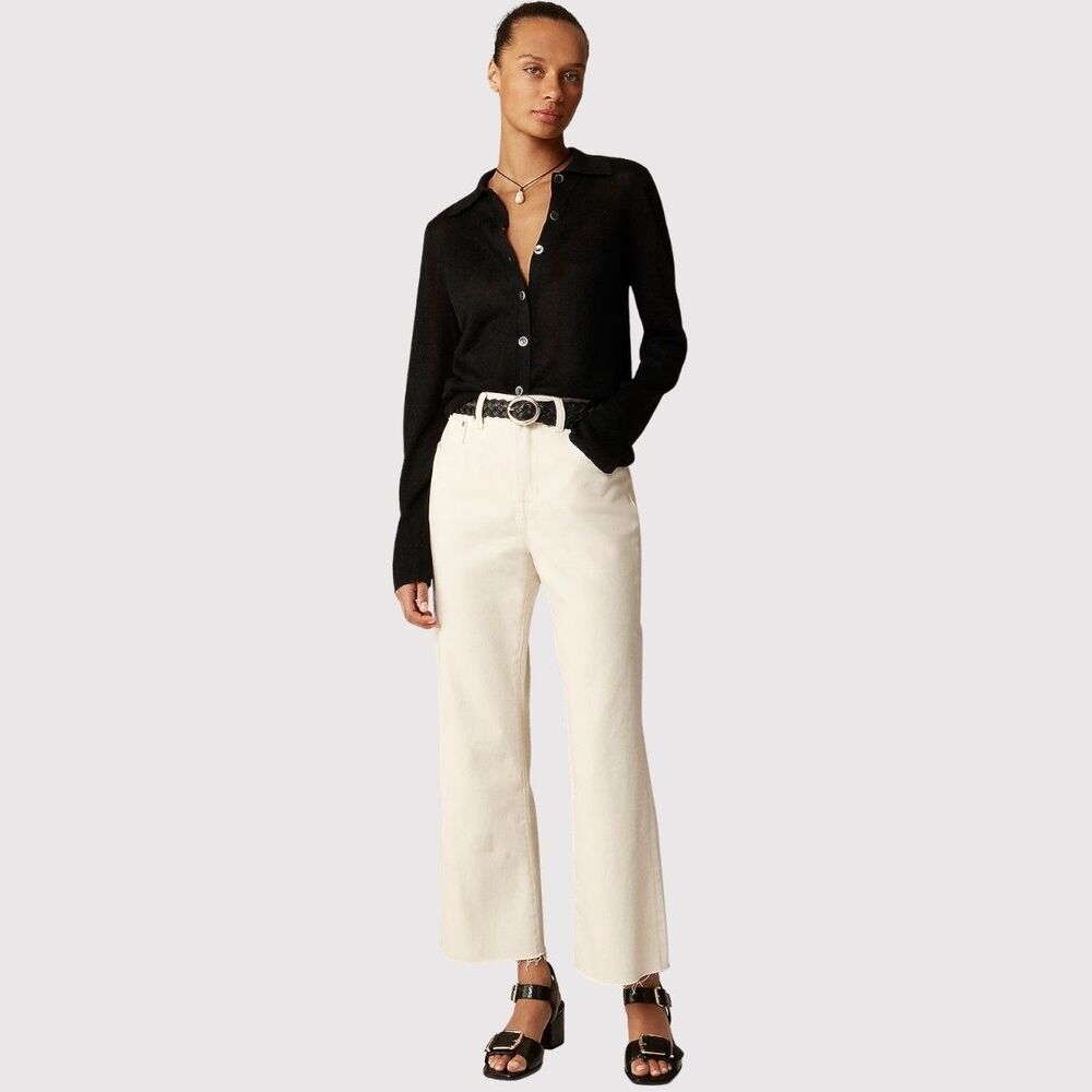 J.CREW Womens Jeans Beige Denim High Rise Relaxed 84 Kickout Crop Rigid Size 29